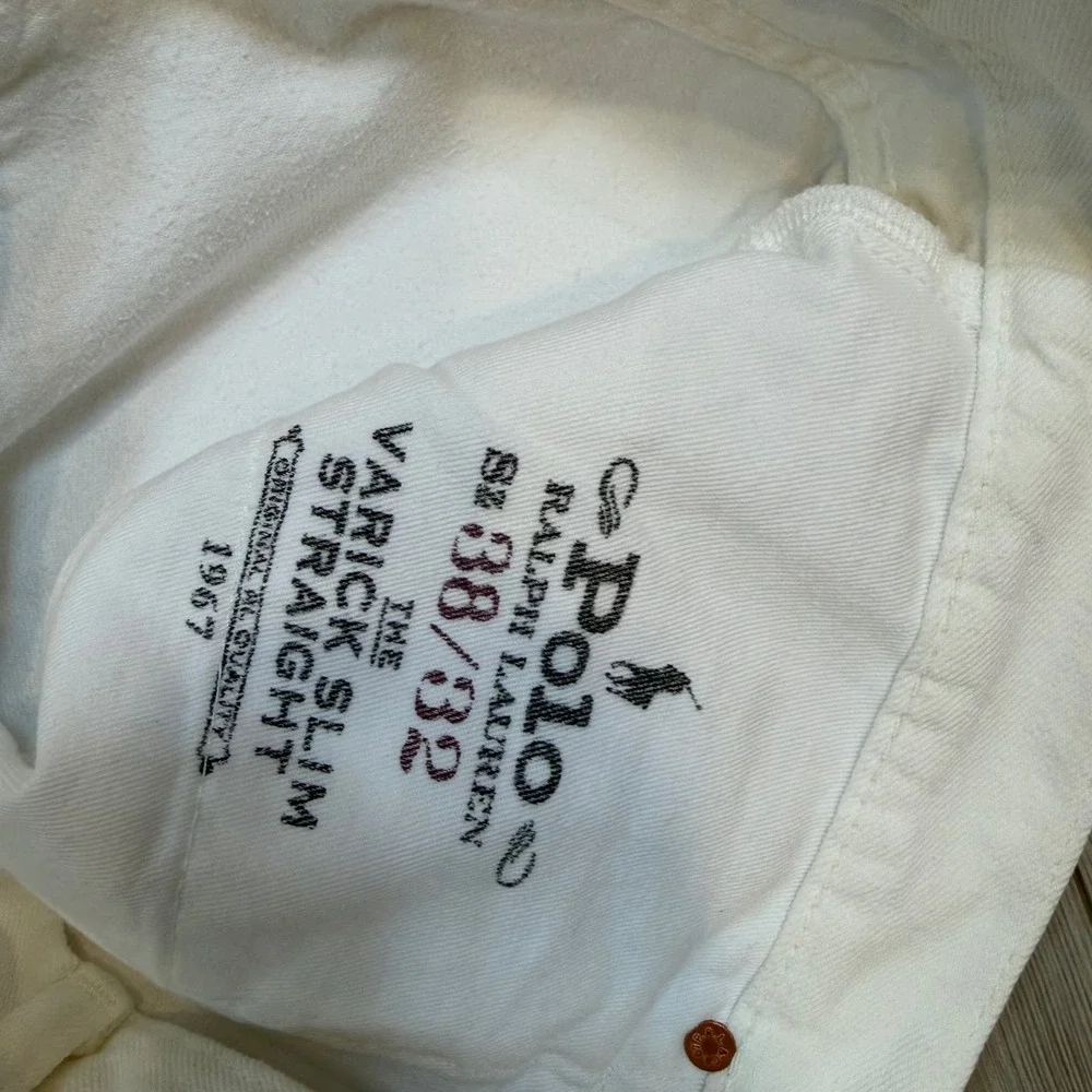 Polo Ralph Lauren Varick Slim Straight Hemp Denim Jeans White 38x32 NWT